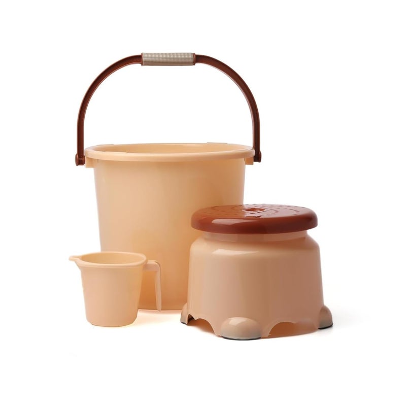 Regalo Bathroom Set | Sturdy and Durable | Lightweight and Rigid | Easy to Clean and Attractive Design | Set of 3 (3pcset-Beige) - Image 1