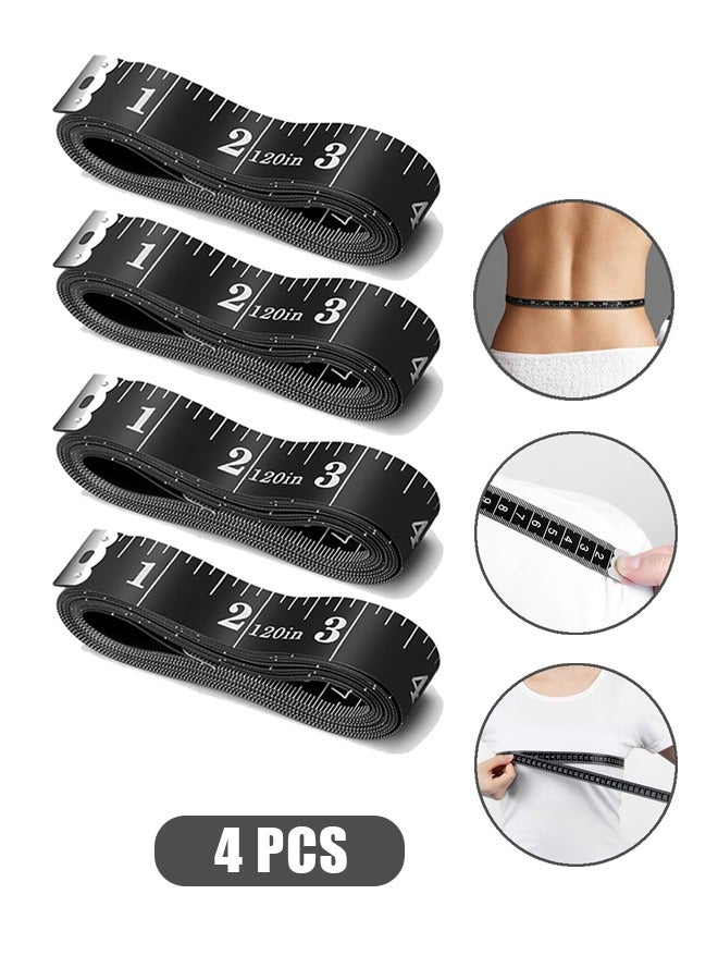 Generic 4 Pcs Tape Measure For Body Measuring, 60 inch Measuring Tape For Body Cloth Measurements, Sewing Tailor, Double Scale Soft Tape Measure (Black)  - Image 1