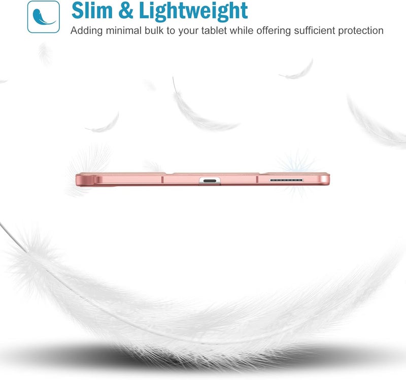 Procases Cover For Galaxy Tab S6 Lite 10.4 Case 2022 2020 With S Pen Holder Sm-P613/P619/610/P615/P617 , Slim Trifold Stand Folio Case Soft Tpu Translucent Back Cover Support Auto Wake/Sleep -Rosegold - Image 4