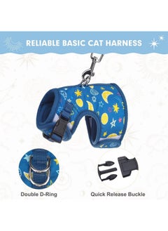 BINGPET BINGPET Cat Harness with Leash Escape Proof - Fashionable Mesh Cat Dog Walking Harness Leads, Adjustable for Kitties Puppies Small Animals,Galaxy,M  - Image 3