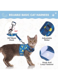 BINGPET BINGPET Cat Harness with Leash Escape Proof - Fashionable Mesh Cat Dog Walking Harness Leads, Adjustable for Kitties Puppies Small Animals,Galaxy,M  - Image 4