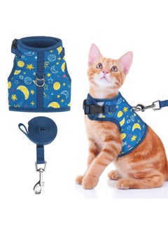 BINGPET BINGPET Cat Harness with Leash Escape Proof - Fashionable Mesh Cat Dog Walking Harness Leads, Adjustable for Kitties Puppies Small Animals,Galaxy,M  - Image 1