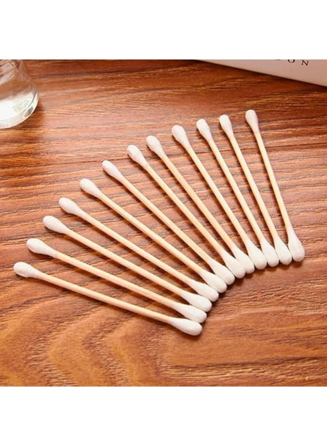 Eco-Friendly Bamboo Cotton Swab Set, Double-Tip Cotton Buds with Thick Cotton Heads and Durable Wooden Sticks for Ear Cleaning, Personal Care, Beauty and Skincare - Image 2