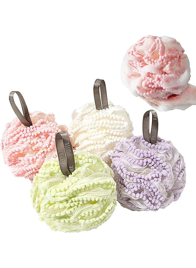 Zaboon Bath Loofahs Shower Puff Ball Flower Loofah Sponge Shower Bath Sponge Exfoliating Body Scrubber Pouf For Kids Men Women Delicate Skin - Image 1