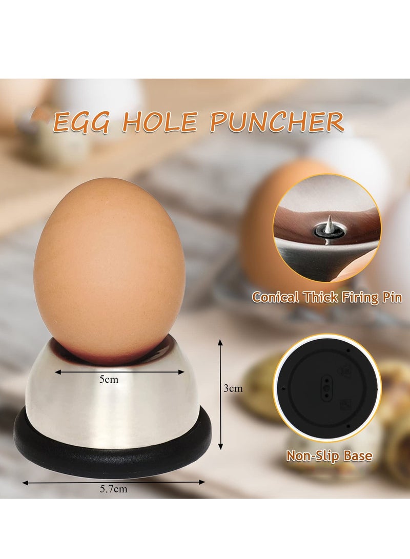 Egg Hole Puncher, 2pcs Stainless Steel Egg Piercer, Egg Opener Tool with Non-Slip Silicone Mat, Egg Cups for Raw Soft Hard Boiled Egg, Egg Puncher Kitchen Tools for Home Restaurant - Image 2
