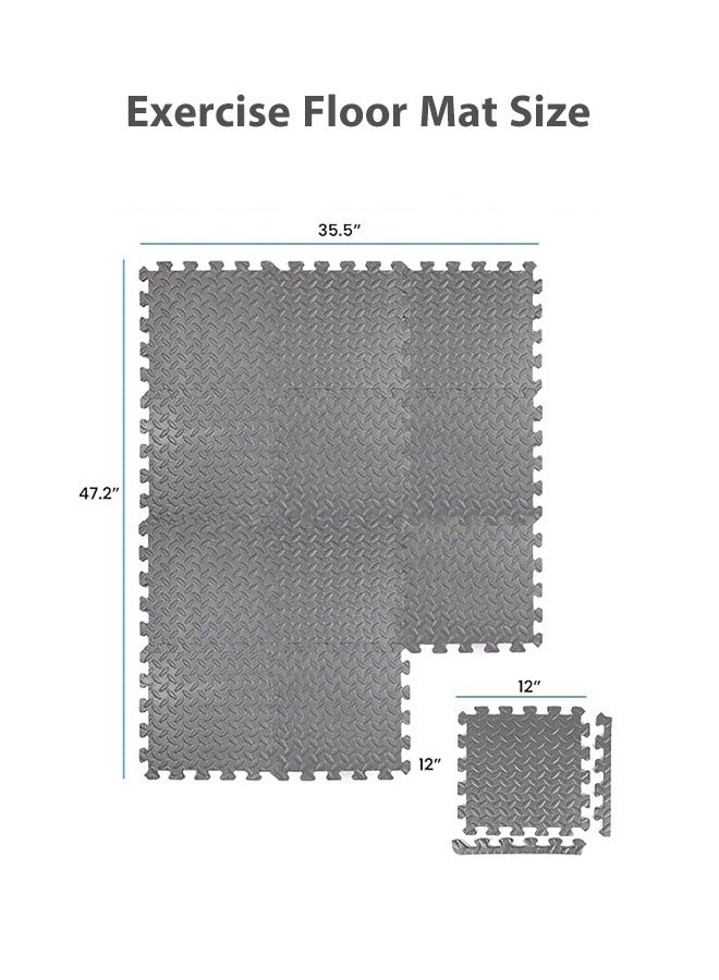 Gerenic 12 Pcs Exercise Floor Mats, EVA Foam Mats, Interlocking Exercise Mats, Protective Floor Mat, Extra Thick Puzzle Gym Mat, Foam Interlocking Floor Tiles, Home Bedroom Floor Mat, Multi-purpose Patchwork Flooring, Flooring Exercise Equipment Mat for Home Gym Equipment, Durable Non-Skid Texture, Baby Family Safe, Easy to Assemble(Grey, 30x30cm) - Image 2