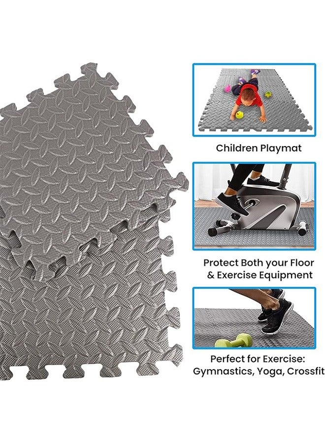 Gerenic 12 Pcs Exercise Floor Mats, EVA Foam Mats, Interlocking Exercise Mats, Protective Floor Mat, Extra Thick Puzzle Gym Mat, Foam Interlocking Floor Tiles, Home Bedroom Floor Mat, Multi-purpose Patchwork Flooring, Flooring Exercise Equipment Mat for Home Gym Equipment, Durable Non-Skid Texture, Baby Family Safe, Easy to Assemble(Grey, 30x30cm) - Image 3