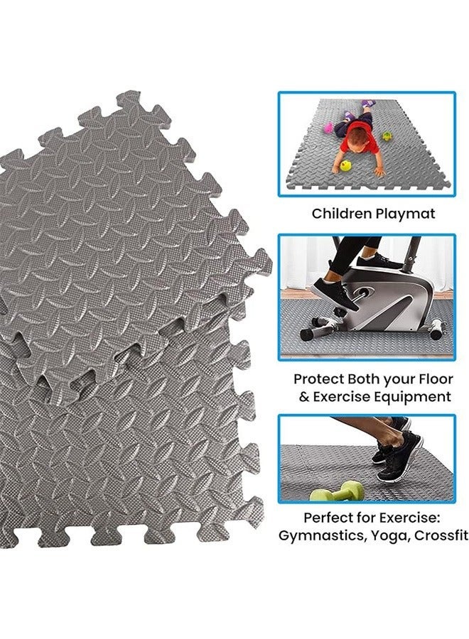NAYIV 12/24 Pcs Exercise Floor Mats, EVA Foam Mats, Interlocking Exercise Mats, Protective Floor Mat, Extra Thick Puzzle Gym Mat, Foam Interlocking Floor Tiles, Home Bedroom Floor Mat, Multi-purpose Patchwork Flooring, Flooring Exercise Equipment Mat for Home Gym Equipment, Durable Non-Skid Texture, Baby Family Safe, Easy to Assemble(Grey, 30x30cm) - Image 4