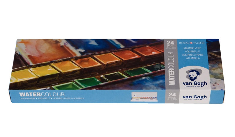 Van Gogh Watercolor Paint Set, Metal Tin, 24-Half Pan - Image 1