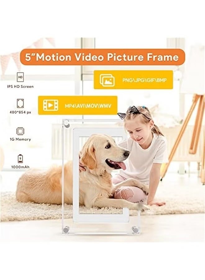 5 Inch Digital Picture Frame, Acrylic Video Frame, 1GB Memory, 1000mAh Built-in Battery, Perfect for Home Decor and Heartfelt Gifts - Image 4