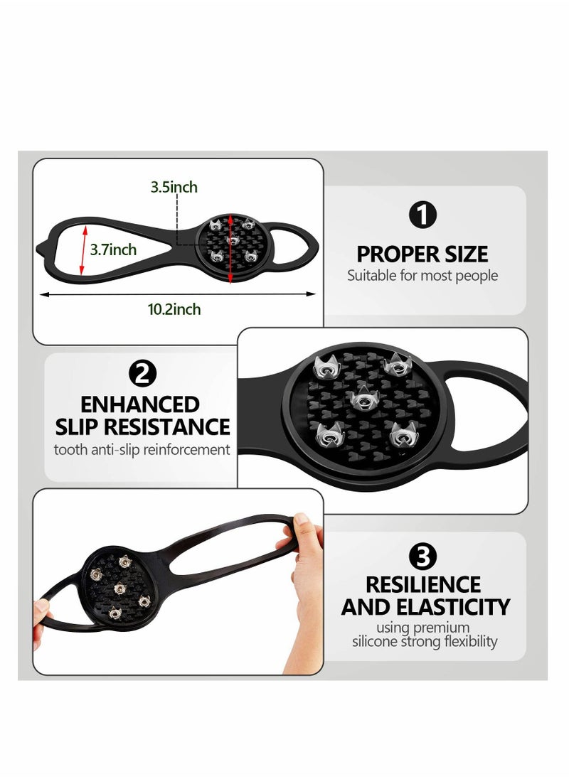 2 Pairs Non-Slip Gripper Spikes Claw Universal Ice Shoe Anti-Skid Snow with 5 Tooth Steel Nails for Hiking Mountaineering Skiing Walking Shoes and Boots