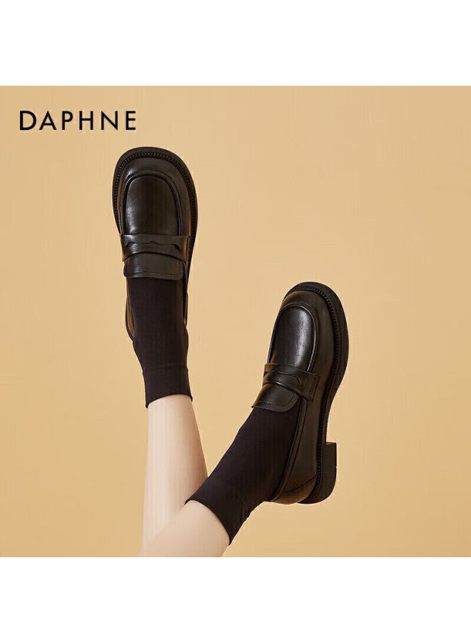 دافني Daphne أحذية نسائية مسطحة من الجلد، لوفرز متعددة الاستخدامات من جلد البقر، أحذية انزلاق، 422104579، أسود، المقاس 41 - Image 1