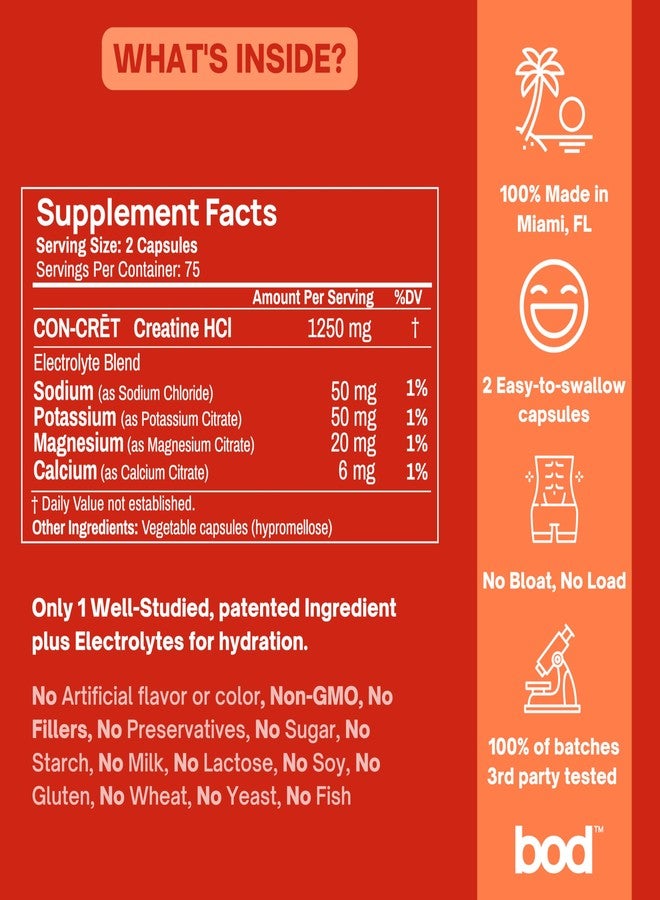 Bod Creatine HCL Capsules – 150 Pills | Creatine Hydrochloride Supplement for Men & Women | Easy-to-Swallow Alternative to Monohydrate Powder, Unflavored & Keto-Friendly - Image 5