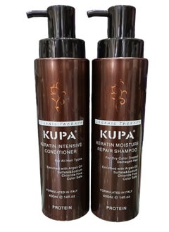KUPA Shampoo and Conditioner for Hair Treated With Protein and Keratin With Argan Oil  400 ml 