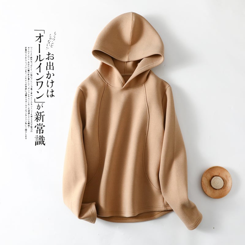 Outer Wearing Hooded T-Shirt Women'S Velvet Casual Sports Sweater Base Shirt Fleece-Lined Thickened Warm Jacket Top - Image 3