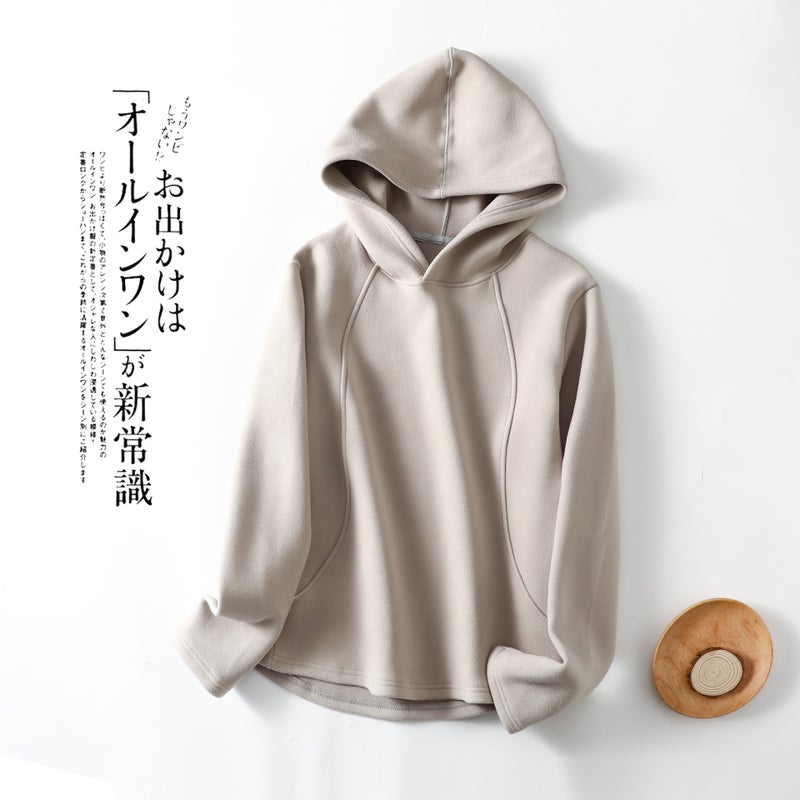 Outer Wearing Hooded T-Shirt Women'S Velvet Casual Sports Sweater Base Shirt Fleece-Lined Thickened Warm Jacket Top - Image 1