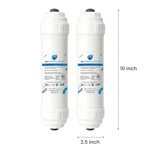 SHAPURE Inline Plastic Sediment and Carbon Filter for RO Water Purifier with an Elbow Connector - Image 2