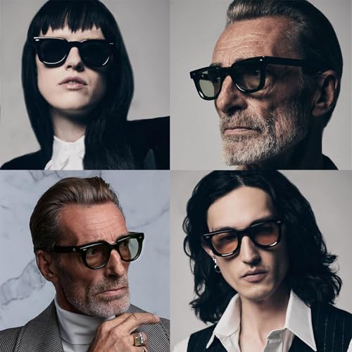 PORADAY Square Sunglasses for Women Men Trendy Thick Frame Sun Glasses Black Shades (Black/Blue+Black/Yellow) - Image 2