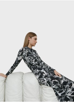 WAREHOUSE Ruched Detail Printed Dress  - Image 1