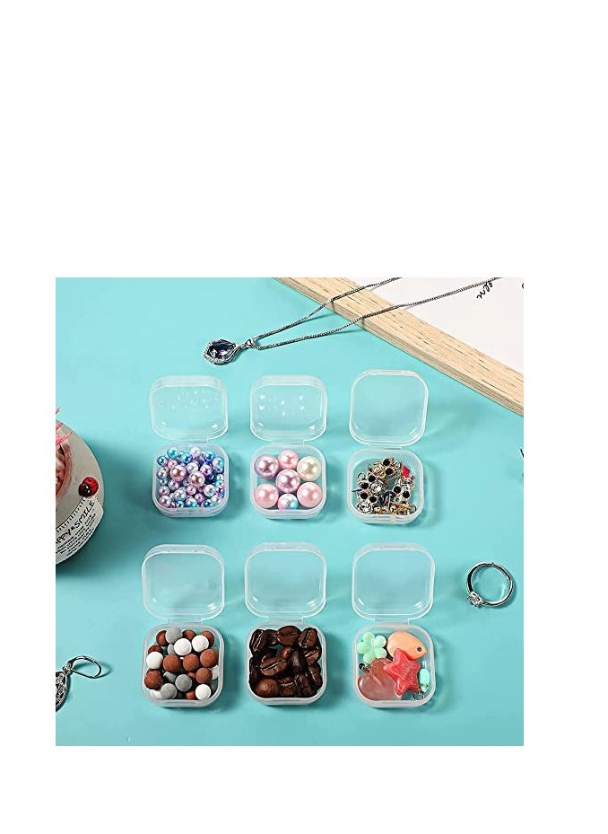 Excefore Containers Box, 6 Pack Small Clear Plastic Storage Containers with Hinged Lids for Organizing, Mini Beads Storage Containers Box for Jewelry, Hardware, Crafts, Pills, Tiny Beads (1.37 x 1.37 x 0.7 in)  - Image 4