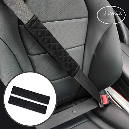 Amooca Soft Auto Seat Belt Cover Seatbelt Shoulder Pad 2 PCS for a More Comfortable Driving Compatible with All Cars and Backpack Black - Image 3