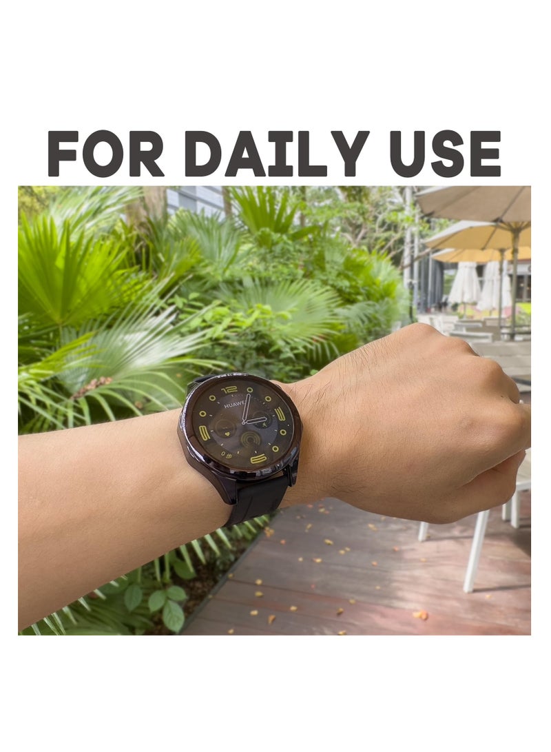 كاست ويف حافظة واقية متوافقة مع ساعة Huawei Watch GT 4 مقاس 46 ملم، عبوتان من حافظة TPU المرنة الشاملة مع واقي الشاشة (أسود، شفاف) - Image 3