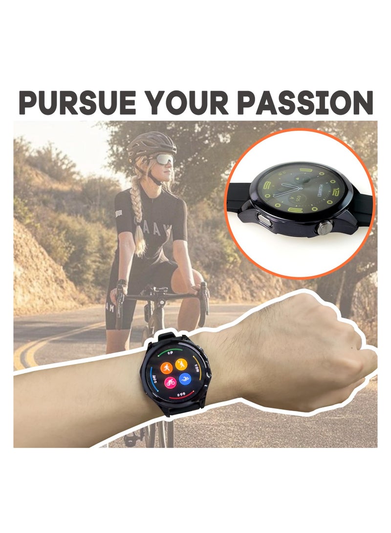 كاست ويف حافظة واقية متوافقة مع ساعة Huawei Watch GT 4 مقاس 46 ملم، عبوتان من حافظة TPU المرنة الشاملة مع واقي الشاشة (أسود، شفاف) - Image 4