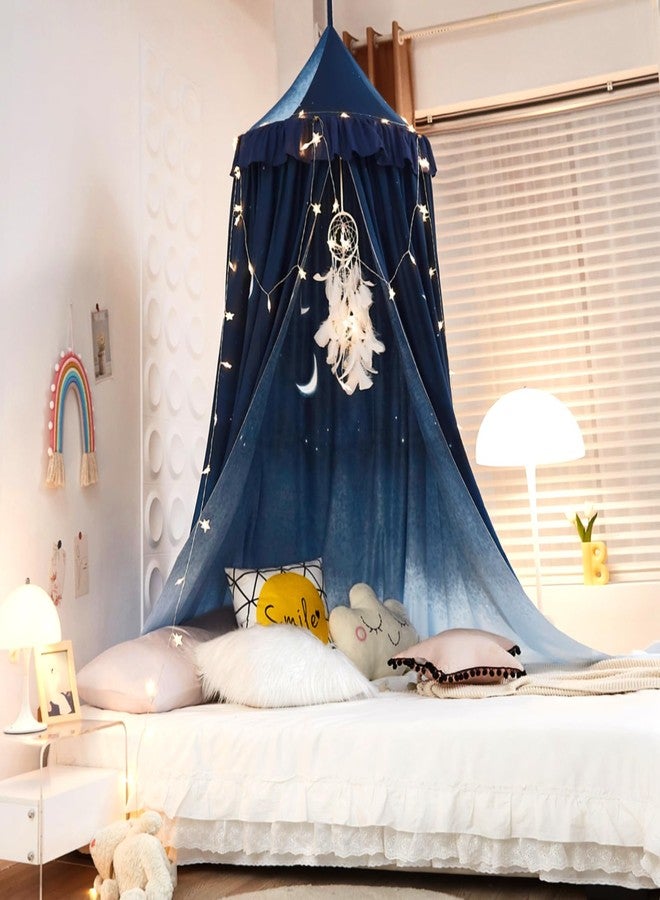 Kertnic Decor Canopy for Kids Bed, Soft Smooth Playing Tent Canopy Girls Room Decoration Princess Castle, Dreamy Mosquito Net Bedding, Children Reading Nook Canopies in Home (Night Sky-Ruffle) - Image 5