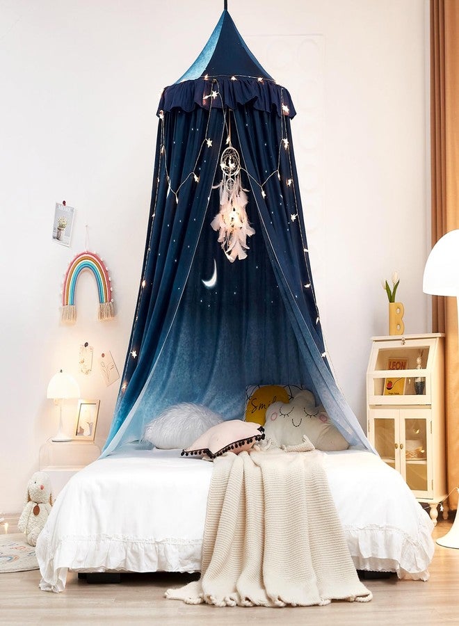 Kertnic Decor Canopy for Kids Bed, Soft Smooth Playing Tent Canopy Girls Room Decoration Princess Castle, Dreamy Mosquito Net Bedding, Children Reading Nook Canopies in Home (Night Sky-Ruffle) - Image 2