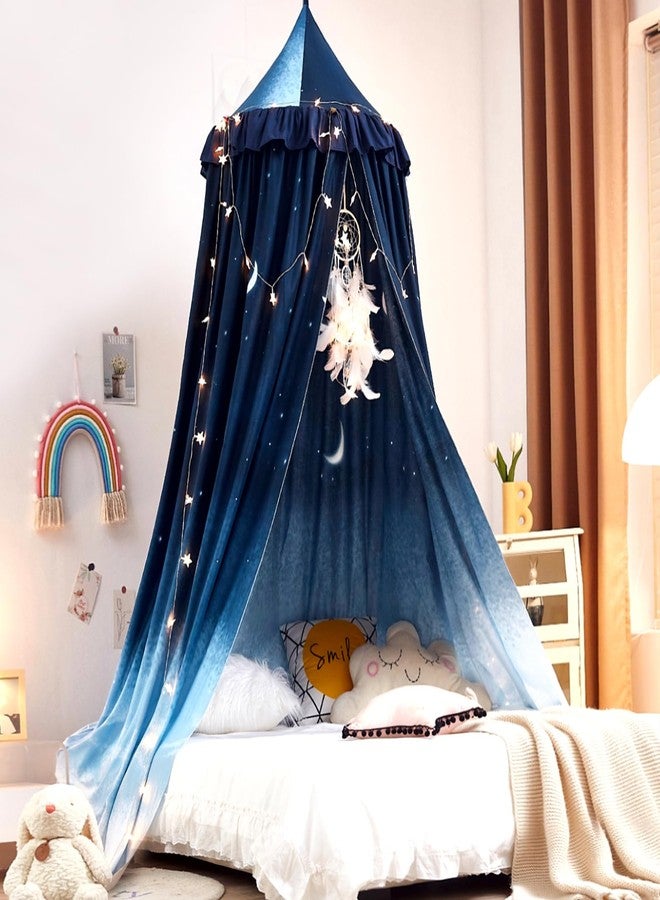 Kertnic Decor Canopy for Kids Bed, Soft Smooth Playing Tent Canopy Girls Room Decoration Princess Castle, Dreamy Mosquito Net Bedding, Children Reading Nook Canopies in Home (Night Sky-Ruffle) - Image 1