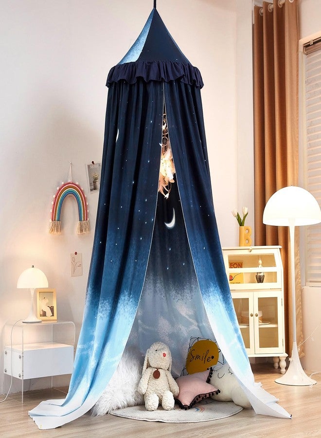 Kertnic Decor Canopy for Kids Bed, Soft Smooth Playing Tent Canopy Girls Room Decoration Princess Castle, Dreamy Mosquito Net Bedding, Children Reading Nook Canopies in Home (Night Sky-Ruffle) - Image 3
