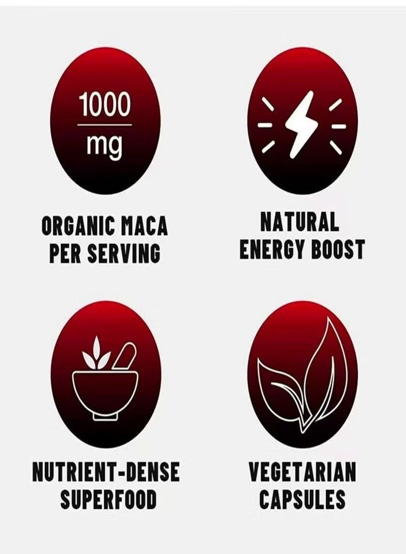 Wins Town Organic Maca Root Powder Capsules 1900 mg with Ashwagandha Ginseng Tribulus Maca Root Extract Supplement for Men and Women Vegan Pills 60 Capsules - Image 4