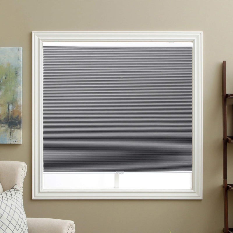 SBARTAR Cordless Cellular Shades Blackout Honeycomb Blinds Fabric Window Shades 35" W x 64" H, Cool Silver(Blackout) - Image 1