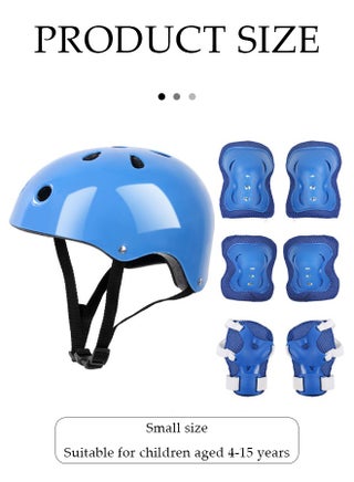 7 Pcs Kids Protective Gear Set, Kids Helmet Knee Elbow Pads Wrist Guard Sport Protective Gear Adjustable Scooter Skateboard Roller Bike Skate Cycling Safety Set(blue) - view 2