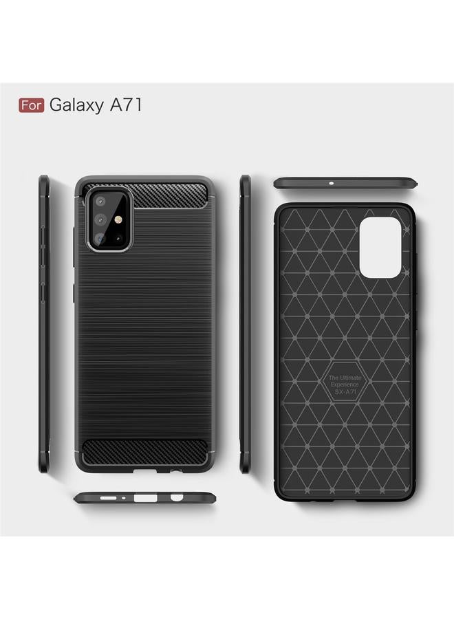 اس-توب جراب لهاتف Galaxy A71 مصنوع من ألياف الكربون المصقولة TPU - Image 4
