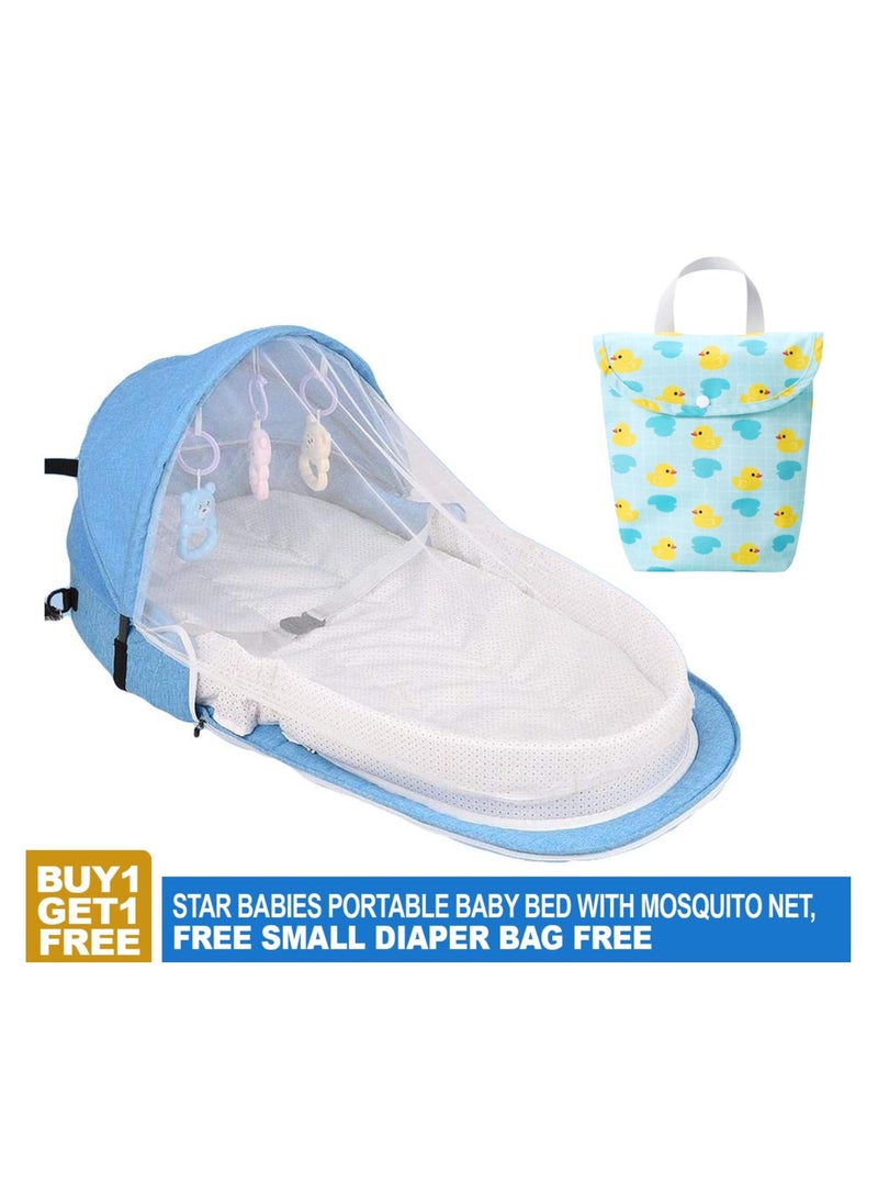STAR BABiES - Star Babies Multi-Function Portable Baby Bed with Mosquito Net with Small Diaper Bag FREE - Image 1