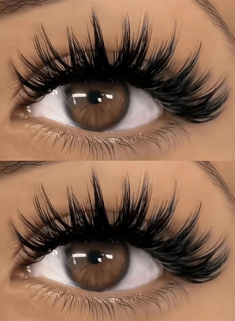 Natural False Eyelashes Wispy Cat Eye Lashes Reusable Self-Adhesive Eyelashes Fluffy Pack 3D Strip Short Volume Fake Eyelashes 10 Pack Special