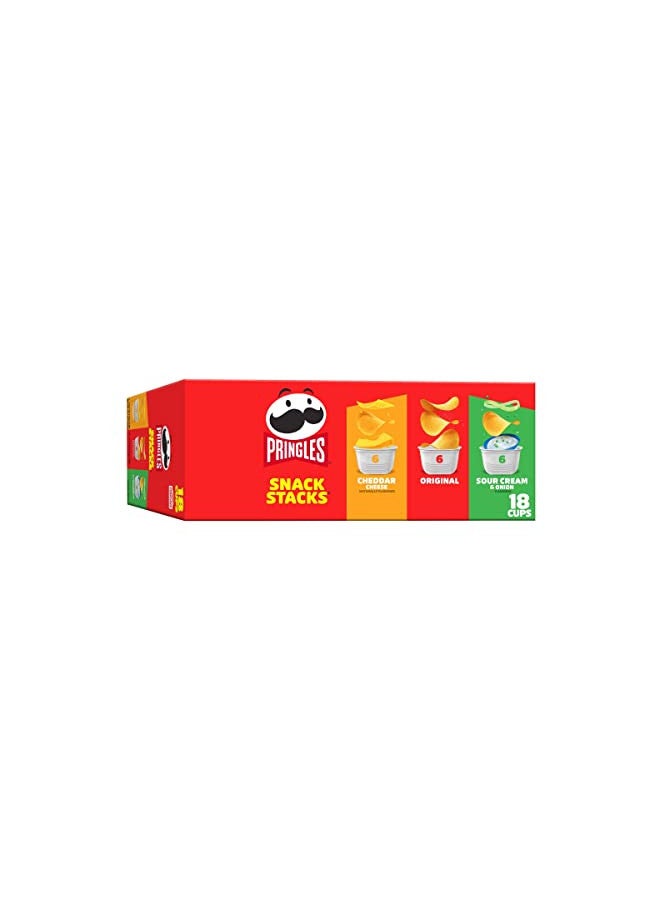 Pringles Pringles Potato Crisps Chips, Lunch Snacks, Office and Kids Snacks, Snack Stacks, Variety Pack, 12.9oz Box (18 Cups)  - Image 1