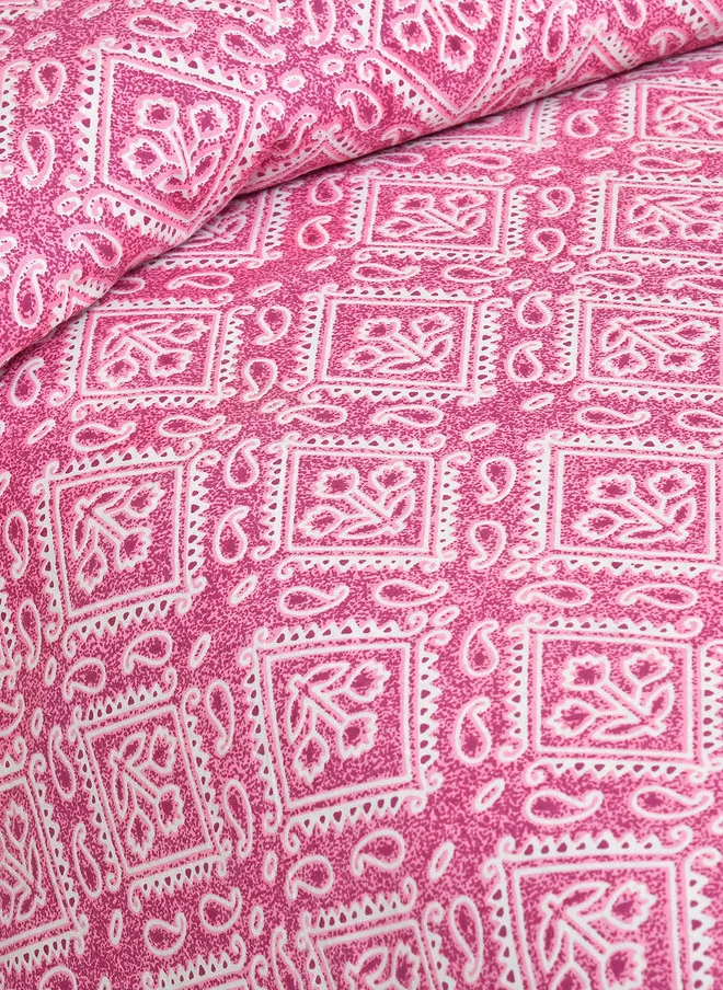 CLOTHOLOGY CLOTHOLOGY Pink Floral Cotton 180 TC King Fine Bedsheet with 2 Pillow Covers