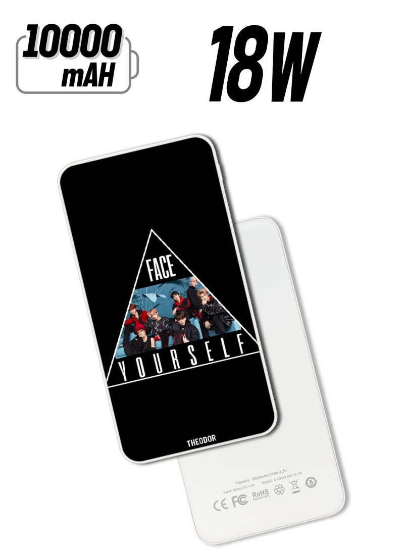 Theodor 10,000 mAh Super Fast Charging Ultra Compact Power Bank with Quick Charge & Power Delivery, Portable Charger For iPhone and Android Face yourself - Image 1