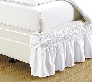 Linen Plus Elastic Bed Skirt 14" Drop Easy On/Easy Off Dust Ruffled Solid New (White, Queen-King) - Image 1