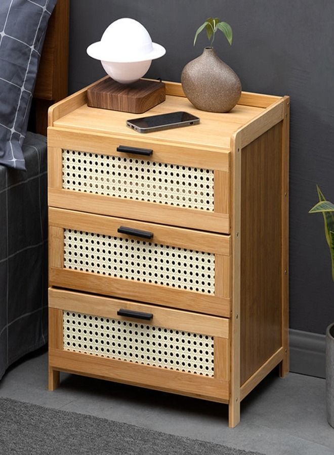 fashionhome طاولة تخزين حديثة بثلاثة أدراج بجانب السرير 42 × 31 × 50 سم - Image 1
