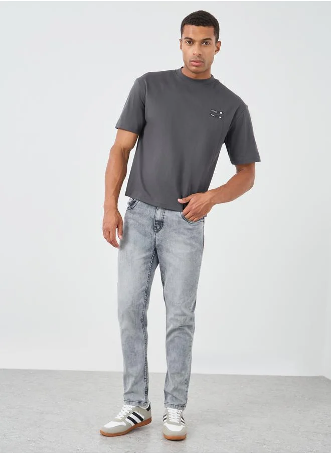ستايلي Styli Mid Rise Slim Fit Faded Jeans
