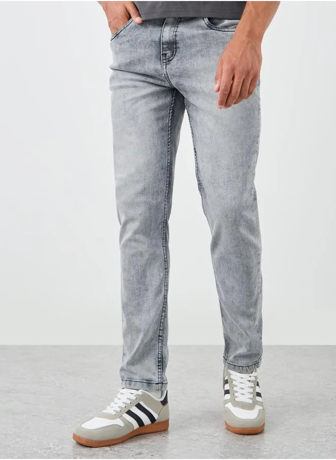 ستايلي Styli Mid Rise Slim Fit Faded Jeans