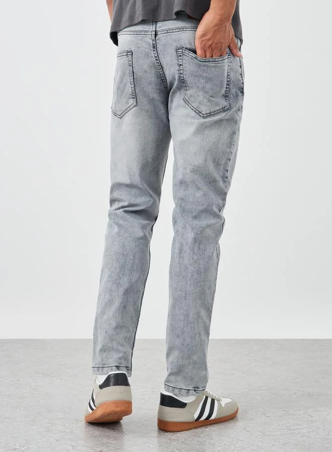 Styli Styli Mid Rise Slim Fit Faded Jeans