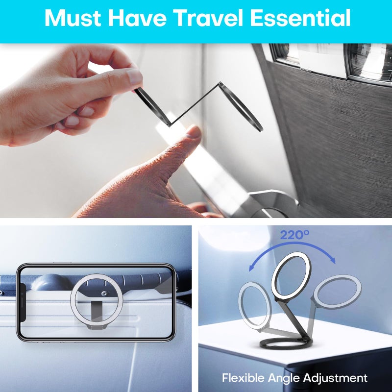 MCCHJoy Mini Airplane Magnetic Phone Holder MagSafe Compatible Magnetic Travel Phone Mount Must-Have Long Flight Accessories Travel Essentials, Upgraded Version with Stronger Hinges and One-Sided Magnets - Image 5