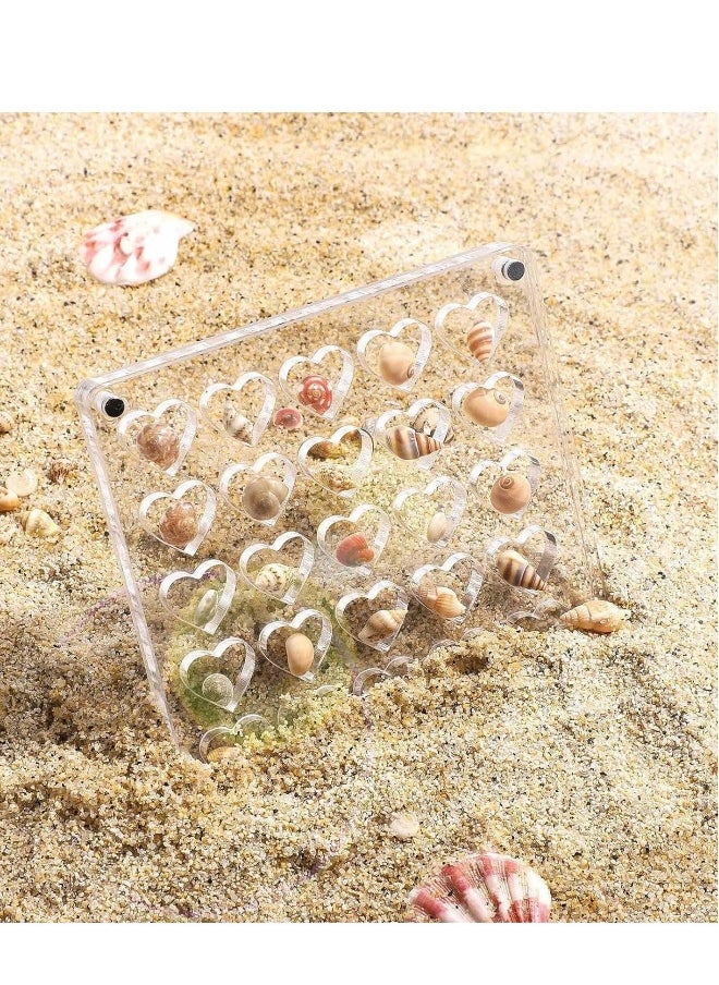 Generic - 36 Grids Heart Clear Acrylic Shadow Boxes, Mini Seashell Collection Display Box, Acrylic Magnetic Seashell Storage Box, Clear Acrylic Diamond Gemstone Beads Display Organizer - Image 1