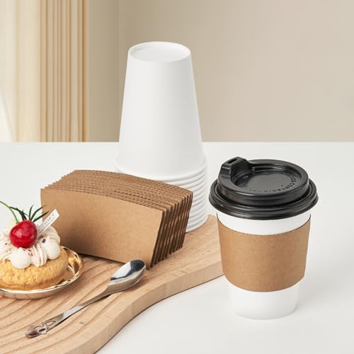 RACETOP [100 pack] Disposable Coffee Cups with Lids 12 oz, Hot Paper Cups with Lids, To Go Cup with Lid - Image 4