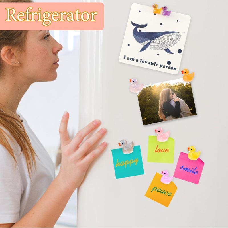 YOJO 16PCS Luminous Mini Resin Duck Fridge Magnets, Strong Colorful Refrigerator Magnets, Decorative Magnets for Fridge Locker Whiteboard Kitchen Office Classroom Decor - Image 4