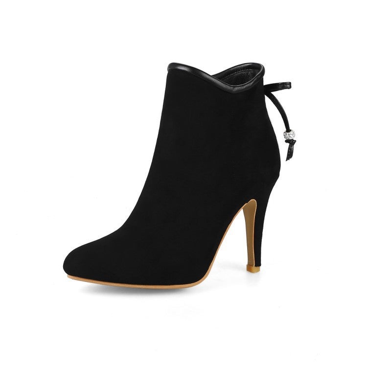 2017 Sweet Bow Short Boots Thin Heel High Heel Size 32-48 Women'S Boots 1129 - Image 2